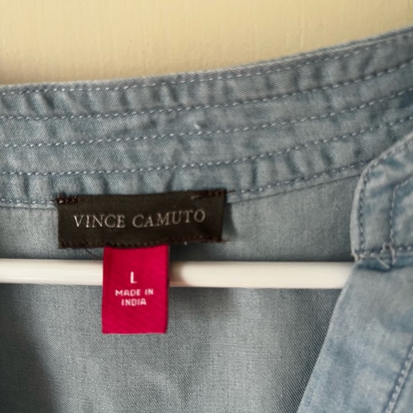 Vince Camuto Light Blue Split Neck Blouse - Picture 4 of 5